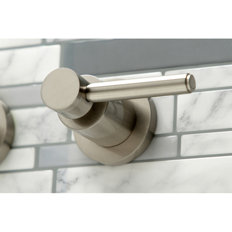 Kingston Brass Concord Two-Handle 3-Hole Wall Mount Roman Tub Faucet, Brushed Nickel, Lever Handle