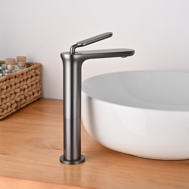 Aquaterior Single Handle Bathroom Vessel Sink Faucet Rv Lavatory Vanity Sink Mixer Tap, Gun Gray