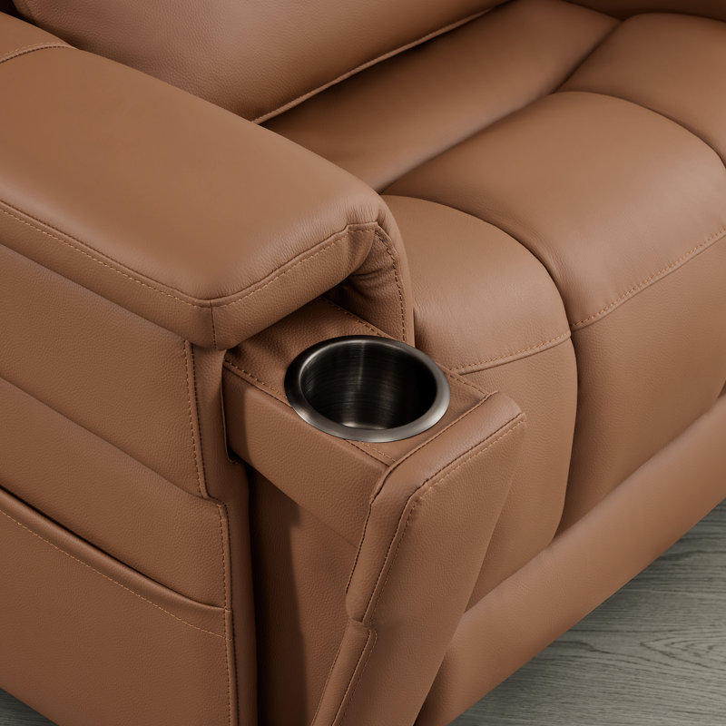Genuine Leather Dual-Motor Power Lift Recliner With Massage And Heat, Saddle