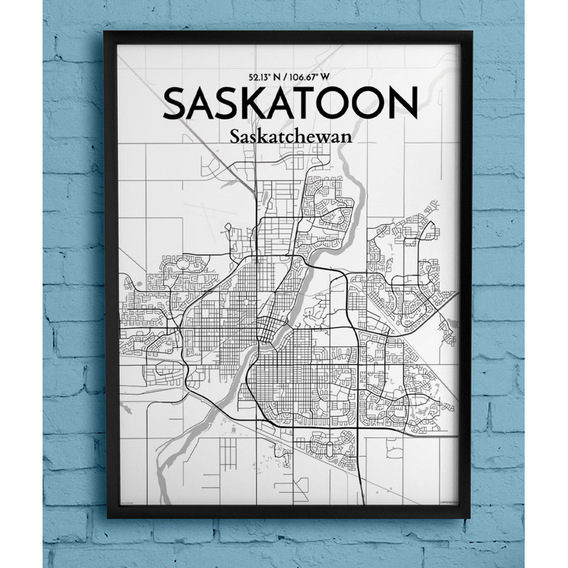 « saskatoon city map », impression, H 17 po x l 11 po