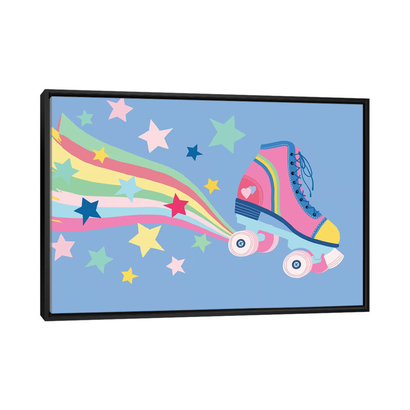 «Rainbow Skate» par Nancy Mckenzie - impression d'art graphique, H 40 po x l 60 po x 1,5 po, Toile avec cadre noir