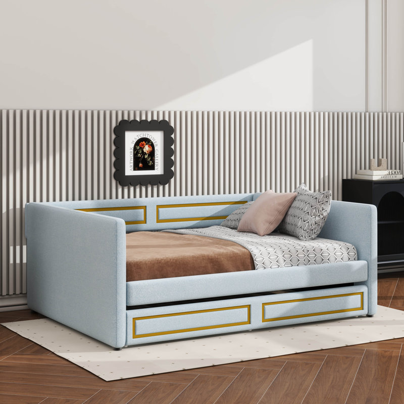 Upholstered Daybed Frame With Pull-Out Trundle, Full/Double