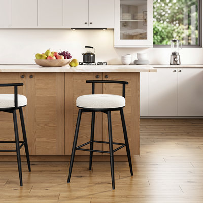 Chelsie Metal Adjustable Height Swivel Stool With Upholstered Seat And Back