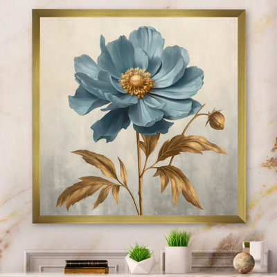 Anémone en fleurs, feuilles dorées rétro, art mural I - fleurs sauvages, salon
