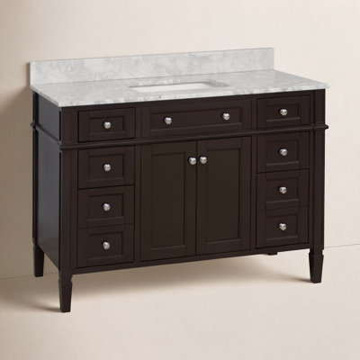 Lakeland 48" Single Bathroom Vanity Set with Chocolate Cabinet and Carrara Marble Countertop