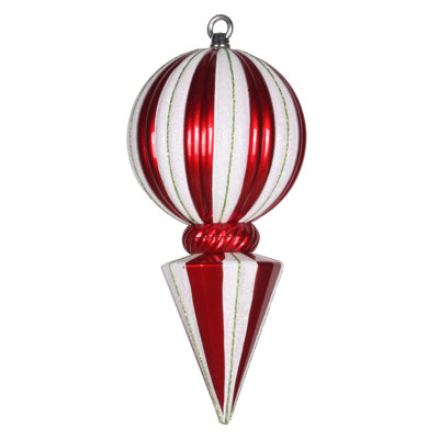 12" Striped Shiny Ball Finial Ornament