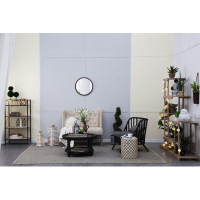 20" X 20" Circle Wall Mirror With Wooden Frame And Walnut Finish