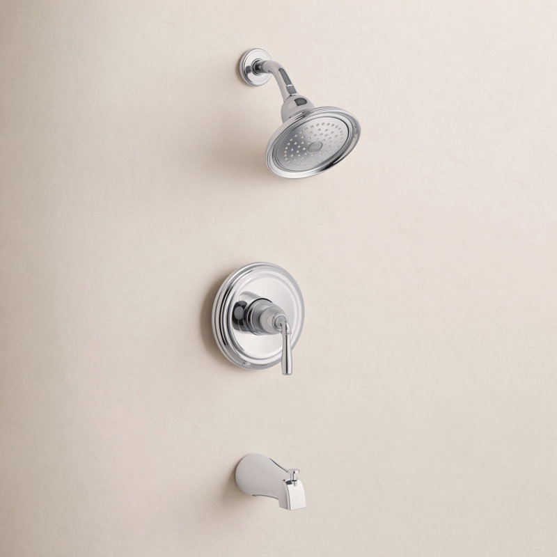 Kohler Devonshire Rite-Temp Bath and Shower Trim Set with Slip-Fit or NPT Spout, Valve Not Included, Vibrant Brushed Nickel