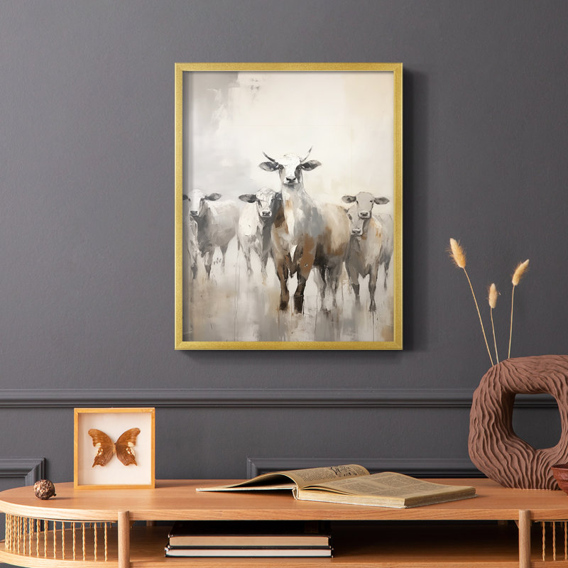ANIMALS Series CCXCV - reproduction encadrée de qualité supérieure - prête à être accrochée - aucun clou requis, Doré