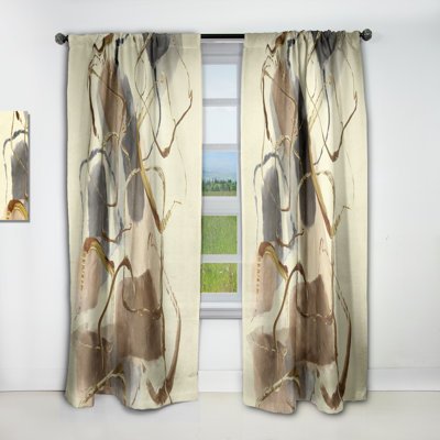 Abstract Curtain Panel, Gold Glam Squares Blackout Decor - Gold Glam Squares VIII