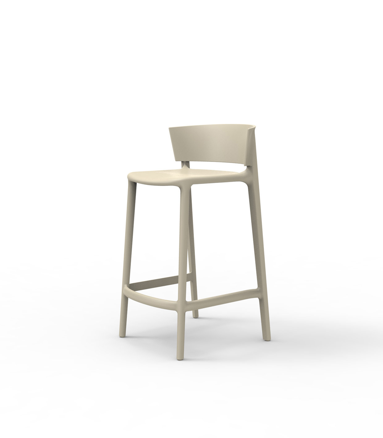 Vondom Africa Patio Bar Stool, Ecru, Counter Stool (26" Seat Height)