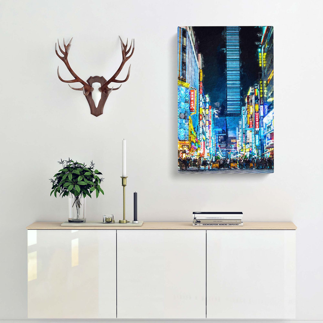 Bright Lights of Tokyo in Abstract - Wrapped Canvas
