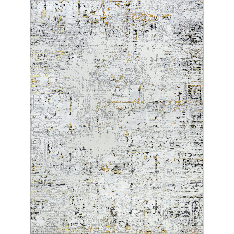 Tapis jaune / gris Heeler, Rectangle 7 pi 10 po x 10 pi 2 po
