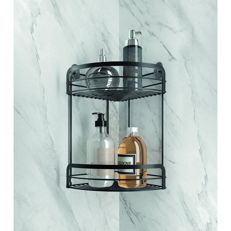 Origin Lava Bathroom Corner Shelf With 2 Levels Black