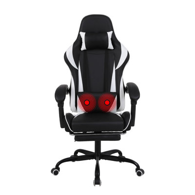 Ergonomic Gaming Chair Faux Leather Reclining  Swiveling PC & Racing Massage Video Game Chair with Footrest