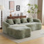 Canapé modulaire en L à compression complète avec méridienne incurvée, canapé en chenille vert modulaire, haute densité pour le salon en appartement-59126708