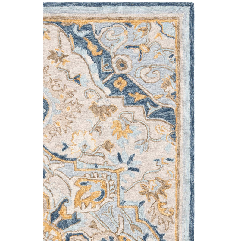Shenade Hand Tufted Wool/Cotton Oriental Rug in Beige/Grey, Rectangle 4' x 6'