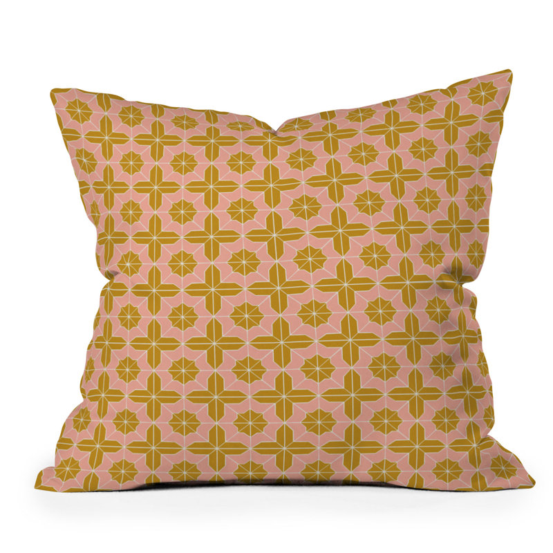 Housse et insert de coussin carré en polyester intérieur / extérieur, H 16 po x l 16 po, Rose/brun