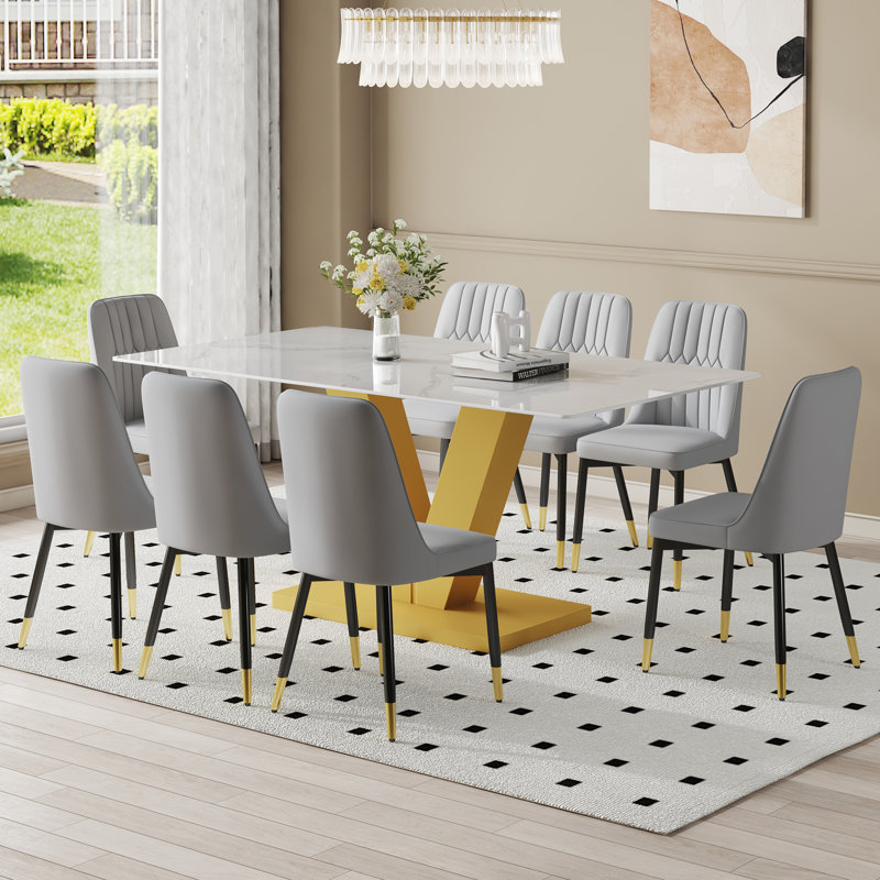 Ensemble de table de salle à manger Luxury Modern Snow