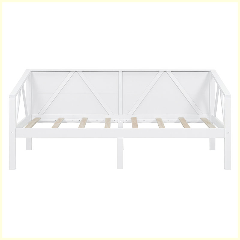  Lit de jour moderne en bois pour lit d'invité de chambre à coucher, Lit simple, Blanc