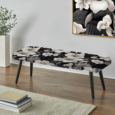 Motif tropical tropique monochrome - banc rembourré noir Tropical