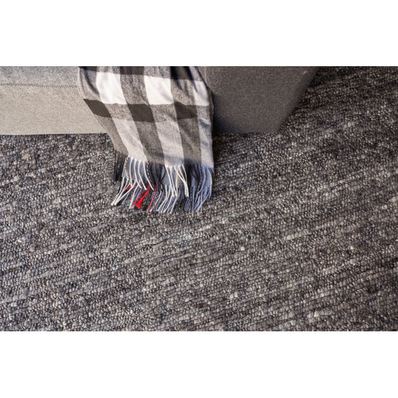 Borelli Wool Area Rug in Dark Gray, Rectangle 6' x 9'