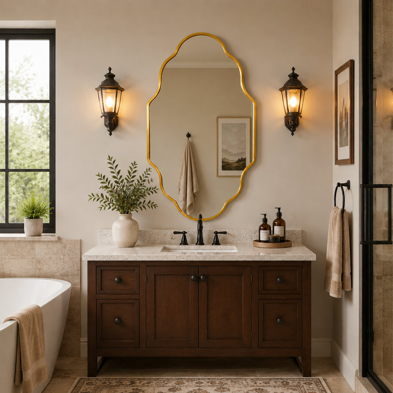 24" x 36" Gold Oval Bathroom Vanity Mirror, Aluminum Frame, 4mm HD Shatterproof Glass, Wall Mounted Vertical & Horizontal