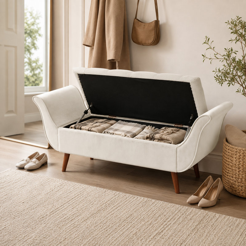 Banc de rangement Villance, Beige