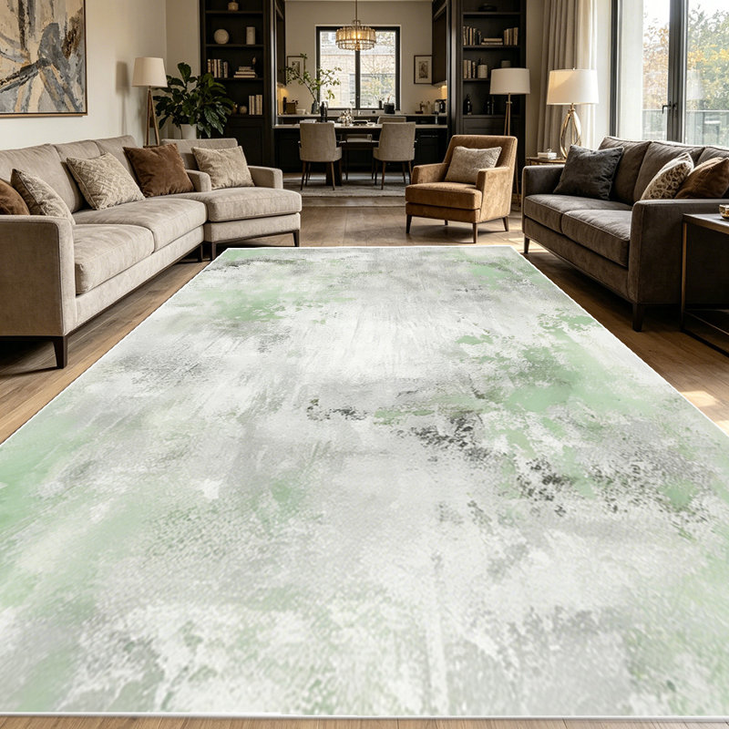 1PC Vintage Distressed Muted Sage Green Neutral Abstract Watercolor area rugs for Living Room, Soft and Comfortable, Suitable for all seasons, easy-to-maintain, machine washable Indoor floor mat, Under Table Farmhouse suitable for dining room,