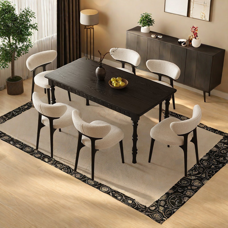Ensemble de table de salle à manger en bois massif à finition naturelle, H 29,52 po x L 55,11 po x l 31,49 po