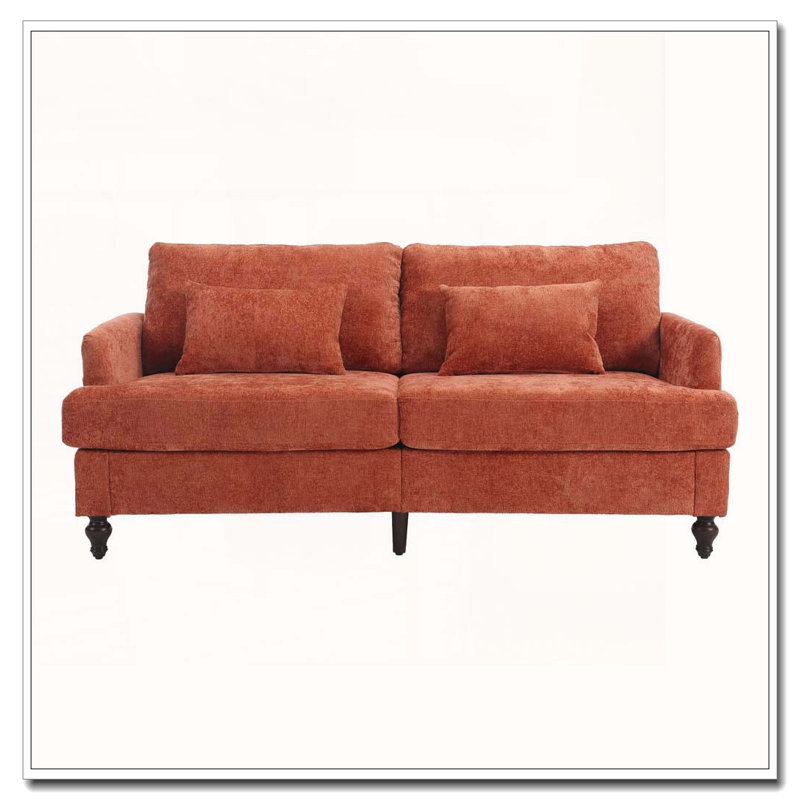 Canapé-lit en chenille moderne, Orange foncé