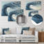 «Blue and White Coastal Spiral Of The Ocean II», formes abstraites, impression sur métal-164455314