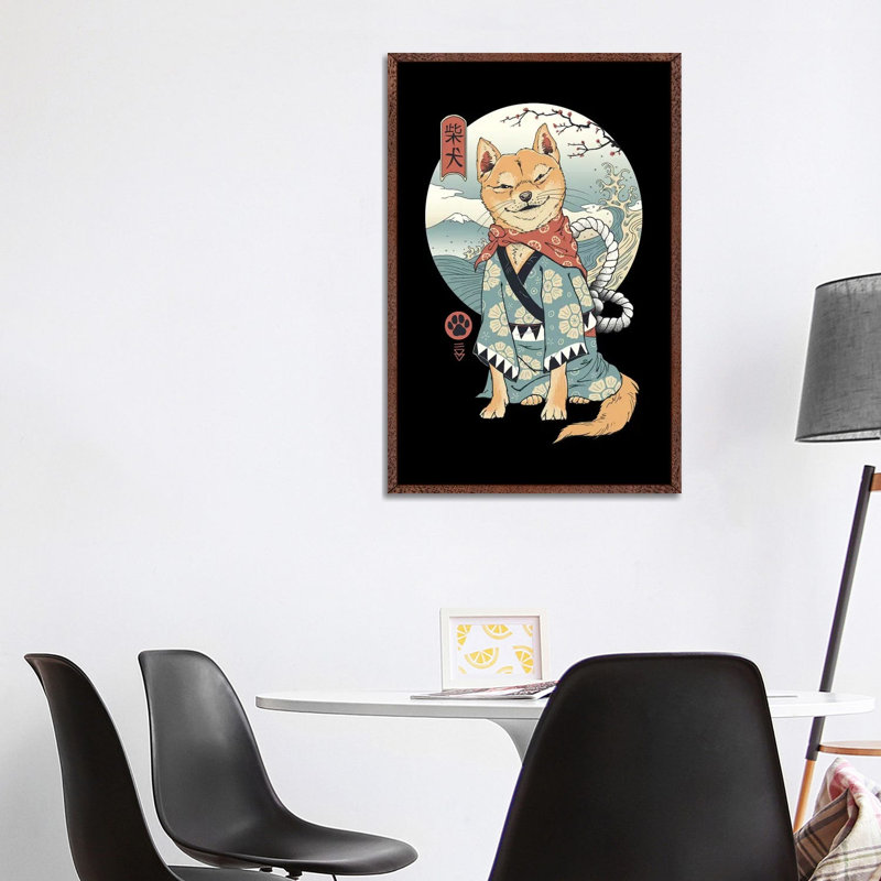 Shiba Inu by Vincent Trinidad - Print on Canvas, Classic Brown Wood Framed, 101.6cm H x 66.04cm W x 3.81cm D