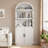 Farmhouse Arched Wooden Bookcase with Doors Tall Storage Bookshelf Cabinet