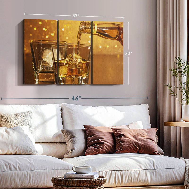 «Versing Whiskey» sur toile, H 20 po x l 33 po x P 1,25 po