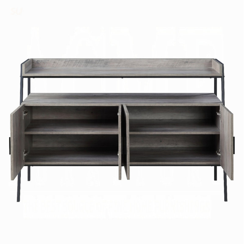 TV Stand With Storage, Gray/Black, Paper Composite