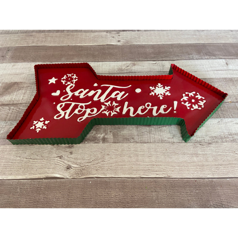 Santa Stop Here Arrow Wall Sign