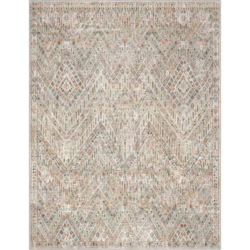 Tapis à chevrons ivoire Ervin Anya, Rectangle 9 pi 10 po x 13 pi