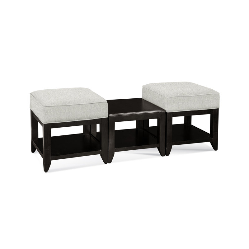 Elements Upholstered Cube Ottoman, Antique Black, Beige Performance Fabric; 0851-73