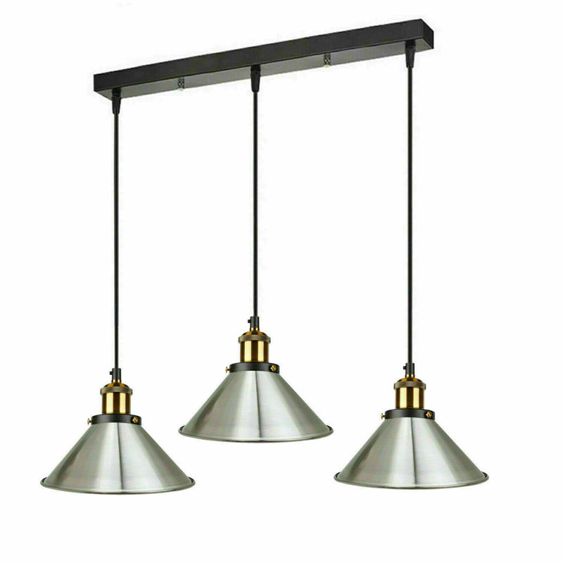 Modern Industrial Latshaw 3-Light Island Cone Ceiling Pendant – Adjustable Lighting for Kitchen & Dining Rooms by Mercury Row