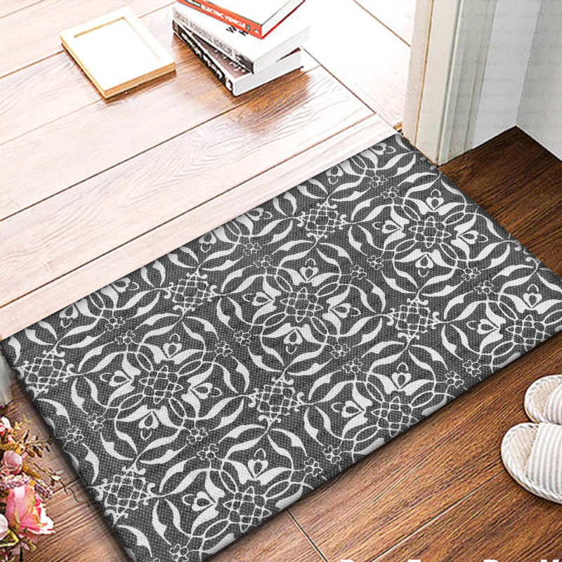 Geometric Anti-Fatigue Non-Skid Kitchen Mat, Gray