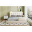 Grand lit plateforme tapissier avec 2 lampes de lecture, blanc-129184977