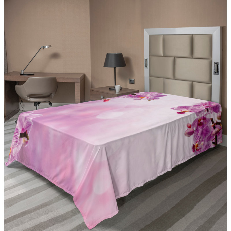 Drap-housse rose Ambesonne, Drap plat pour lit simple