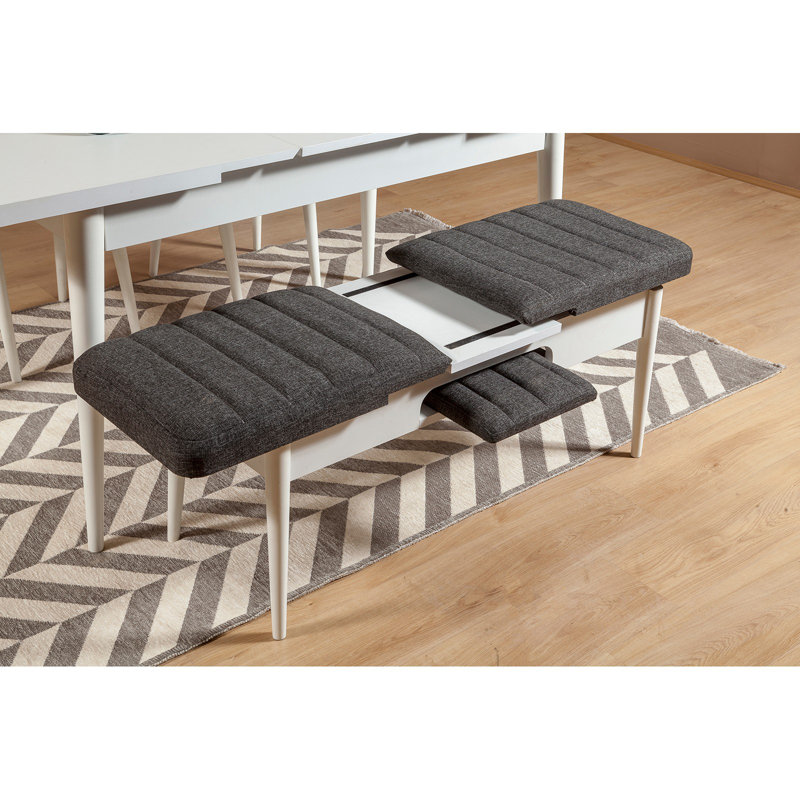 Banc rembourré Nalley, Blanc / anthracite