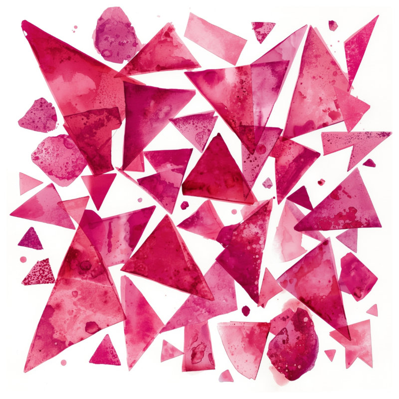 Toile tendue avec triangles géométriques roses en plusieurs tailles, 32 po x 32 po