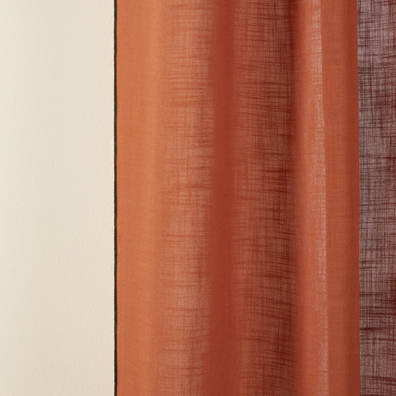 Carlina Semi Sheer Curtain Panel Pair Single Panel, Width 145 x Drop 300cm, Mid Brown/Black