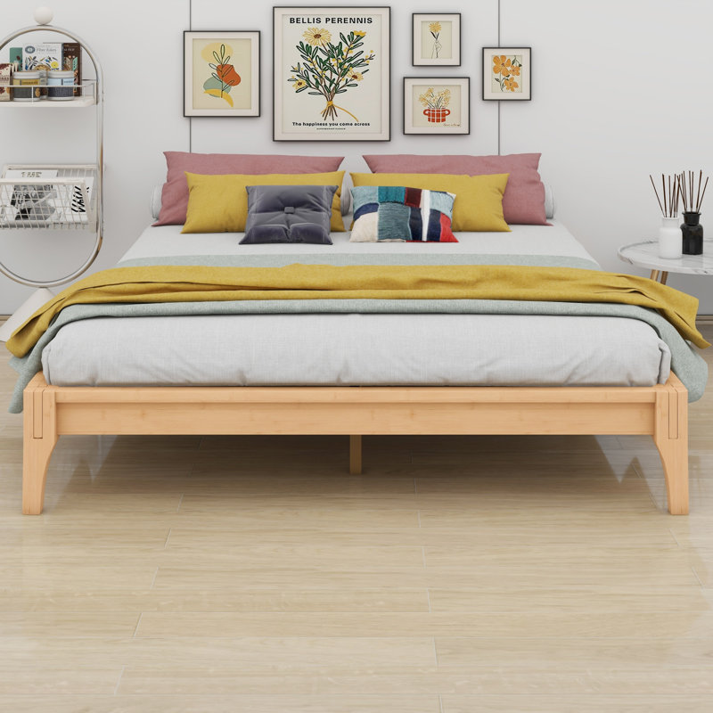 Wood Platform Bed Frame, With Wood Slat Support, Natural