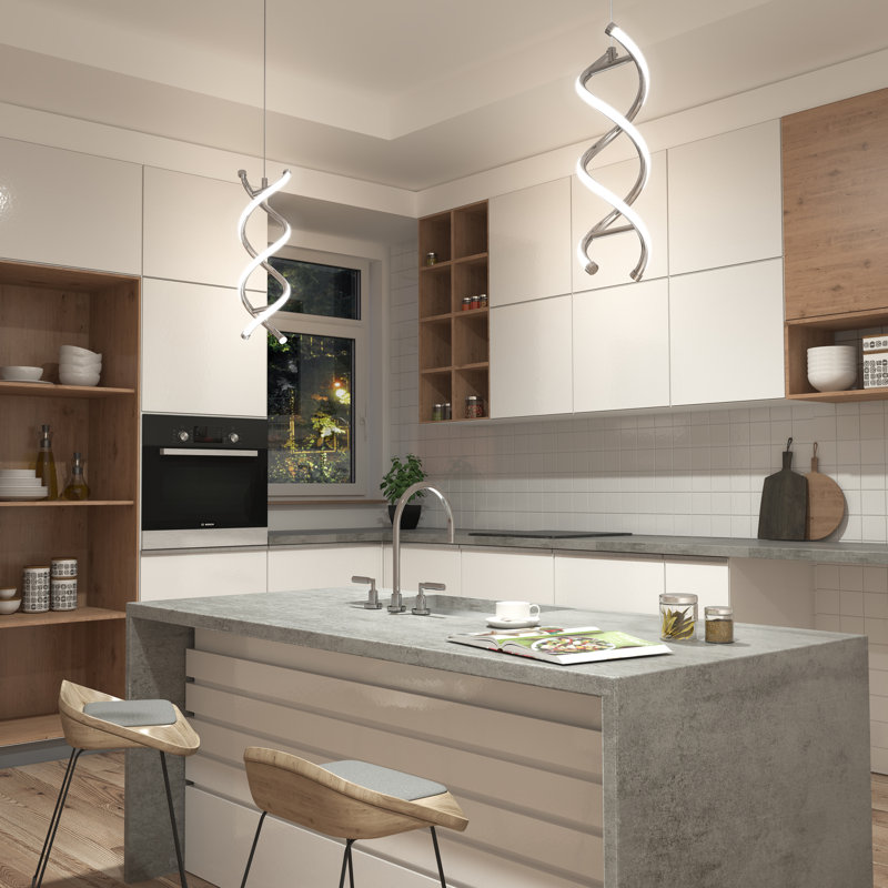 Modern Chrome LED Pendant Light with Artistic Curves