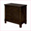 Table de chevet rustique en bois de noyer foncé à 3 tiroirs avec poignées noires