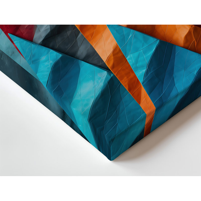 Toile, composition abstraite vibrante avec une série de formes géométriques triangulaires disposées dans un motif dynamique